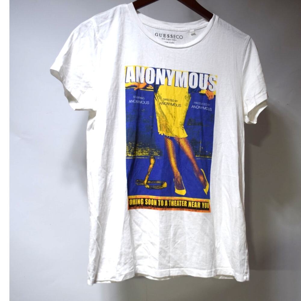 GUESS Eco Women’s Small White Anonymous Graphic Organic Cotton T-Shirt